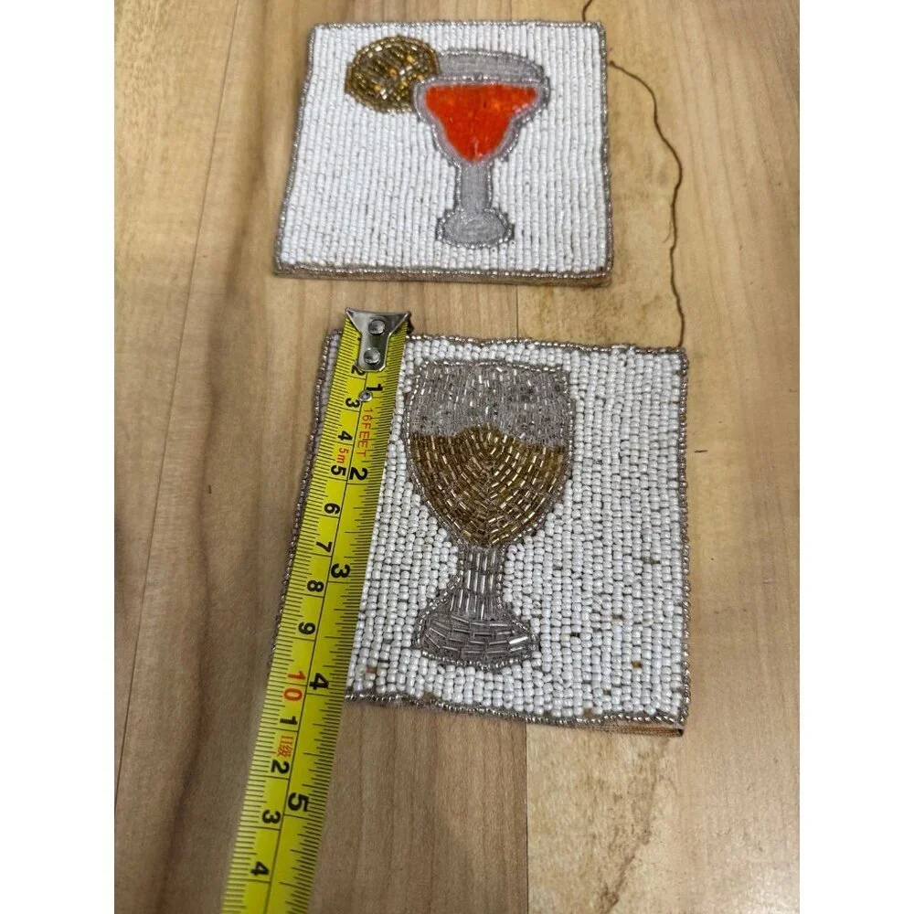 Folkulture Handmade Beaded Drink Coasters Set
